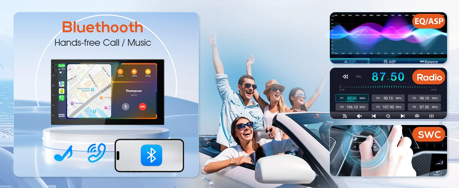 Haudio Estéreo para automóvil de doble Din de 7