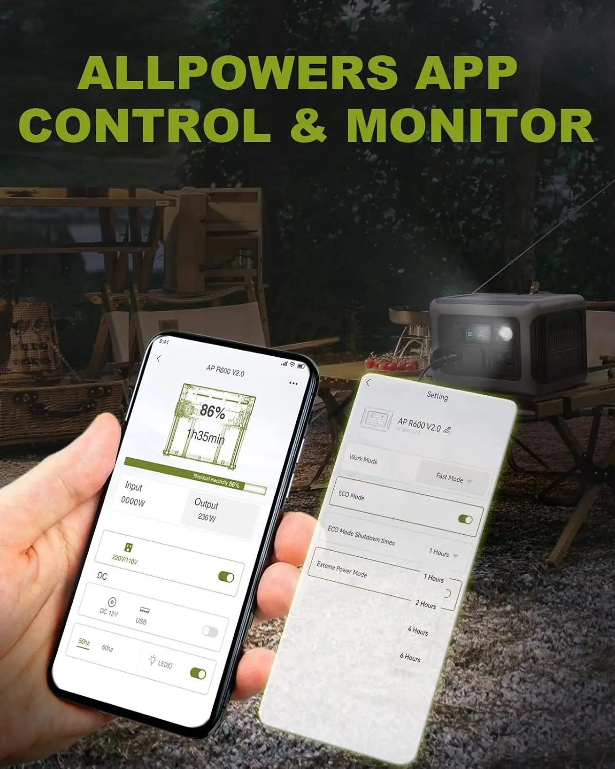 ALLPOWERS Estación de energía portátil R600, batería LiFeP04 de 299Wh con 2 salidas de CA de 600W (1200W) para acampar al aire libre, RV y hogar - Imagen 3