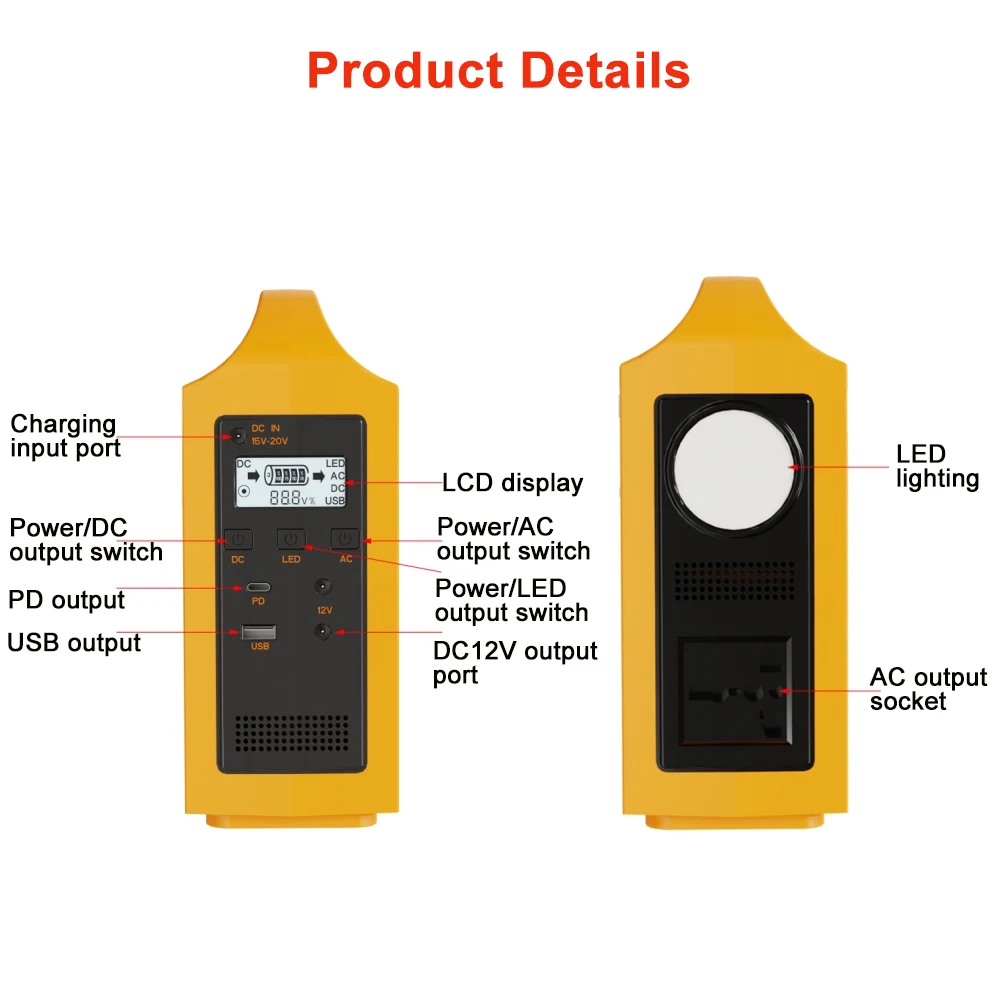 Estación de energía portátil jsdsolar, generador Solar de 100W, salida AC 220V 110V LiFePO4, Banco de energía UPS, planta de energía para acampar al aire libre