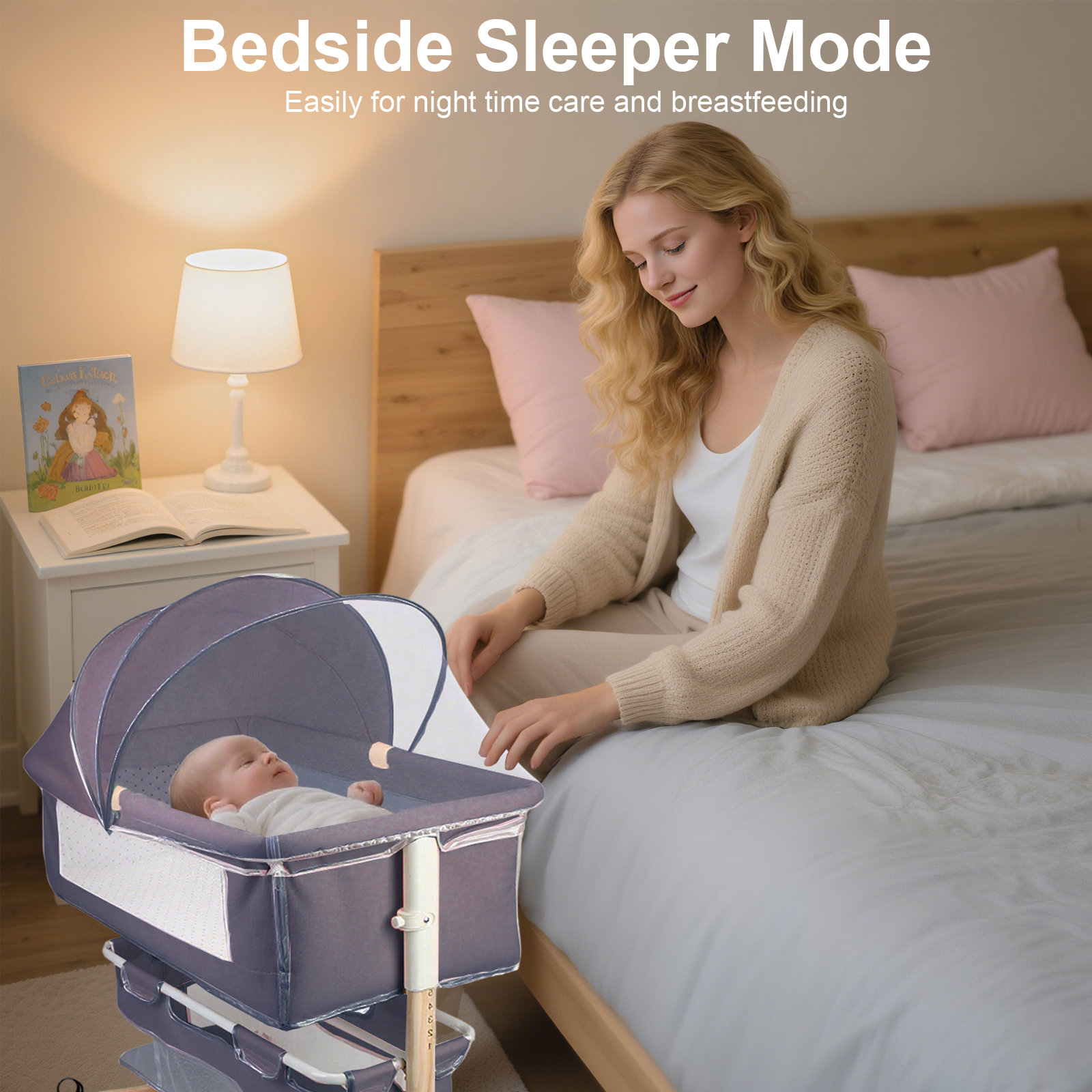 Cuna de bebé multifuncional con mosquitera, cama de guardería plegable con ajuste de altura, portátil de viaje para recién nacidos, niños y niñas Cuna de bebé multifuncional con mosquitera, cama de guardería plegable con ajuste de altura, portátil de viaje para recién nacidos, niños y niñas
