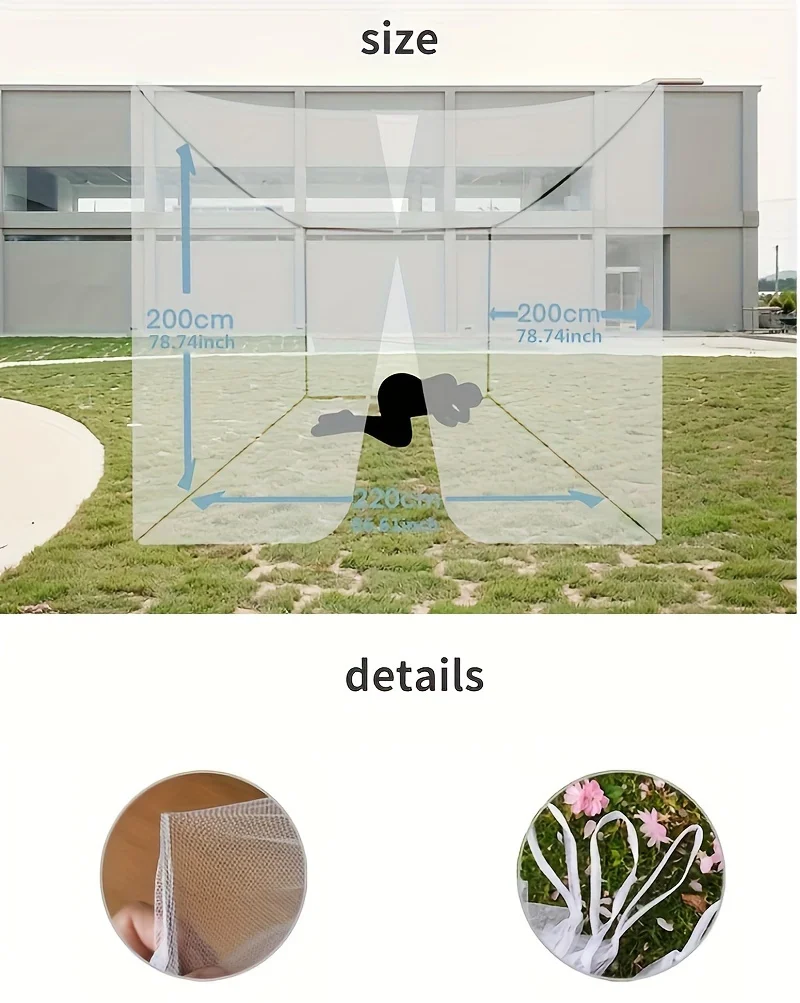 Mosquitera blanca grande para acampar al aire libre, a prueba de insectos, protectora, transpirable y portátil, uso en dormitorio, hamaca y tienda de campaña