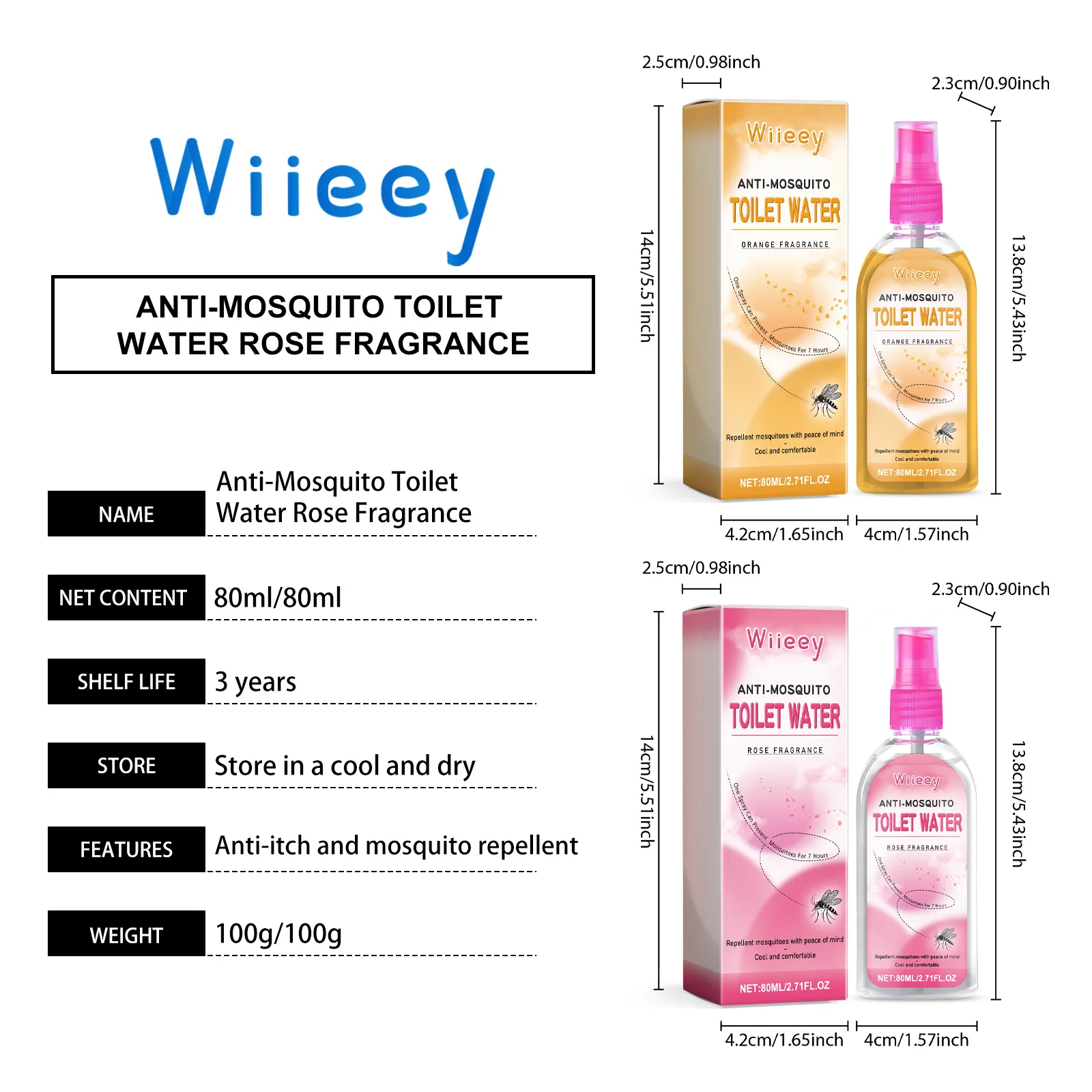 Wiieey-Spray repelente de mosquitos, fragancia Natural duradera, previene mosquitos y limas, alivia la picazón, limas, Spray repelente