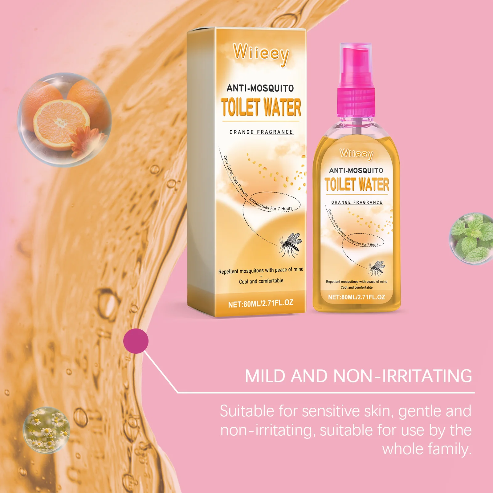 Wiieey-Spray repelente de mosquitos, fragancia Natural duradera, previene mosquitos y limas, alivia la picazón, limas, Spray repelente