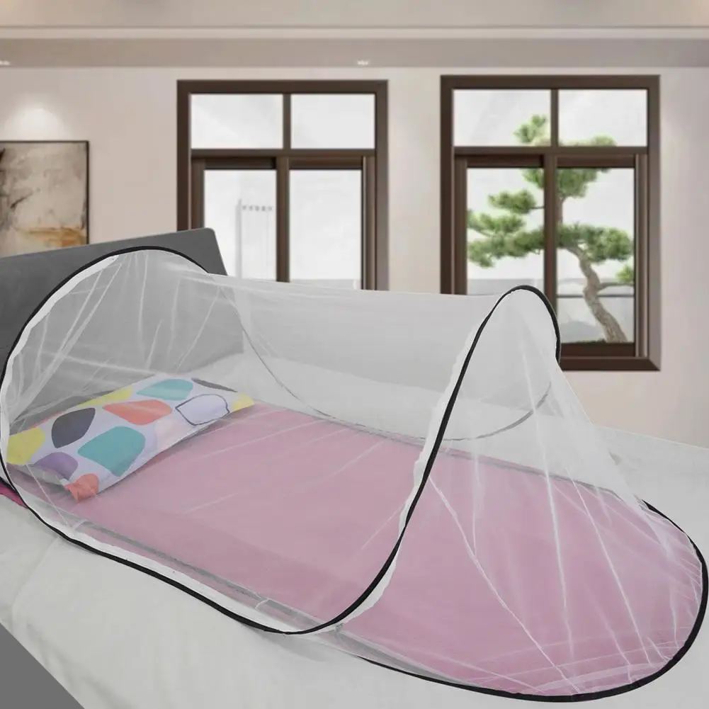 Tienda de campaña de malla con mosca, mosquitera emergente portátil para cama, tienda de campaña de red plegable ligera para acampar en interiores y exteriores para viajes