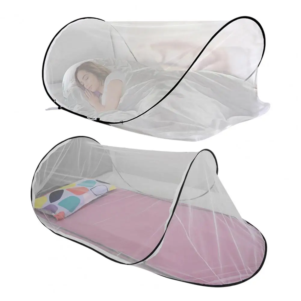 Tienda de campaña de malla con mosca, mosquitera emergente portátil para cama, tienda de campaña de red plegable ligera para acampar en interiores y exteriores para viajes