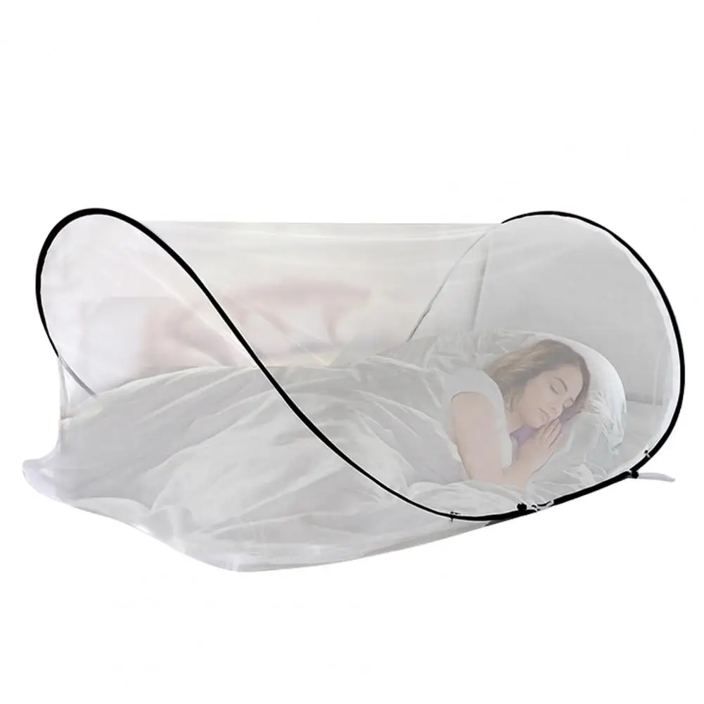 Tienda de campaña de malla con mosca, mosquitera emergente portátil para cama, tienda de campaña de red plegable ligera para acampar en interiores y exteriores para viajes