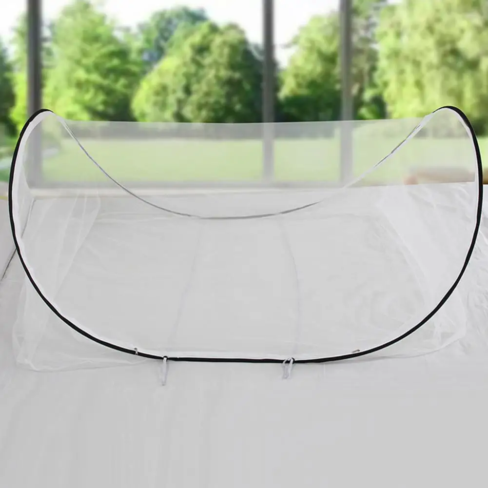 Tienda de campaña de malla con mosca, mosquitera emergente portátil para cama, tienda de campaña de red plegable ligera para acampar en interiores y exteriores para viajes