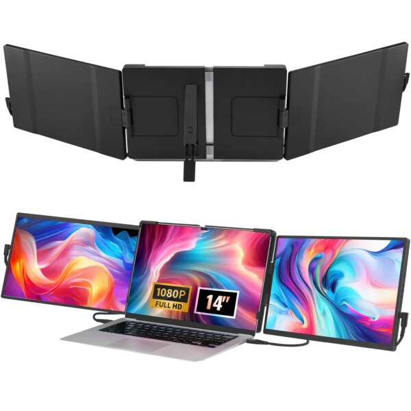 SucceBuy Monitor portátil giratorio extendido IPS de 18,5 pulgadas, 1080P, para USB-C/USB-A/Mini puerto HDMI con Mac/Wins/Android/Switch/PS5