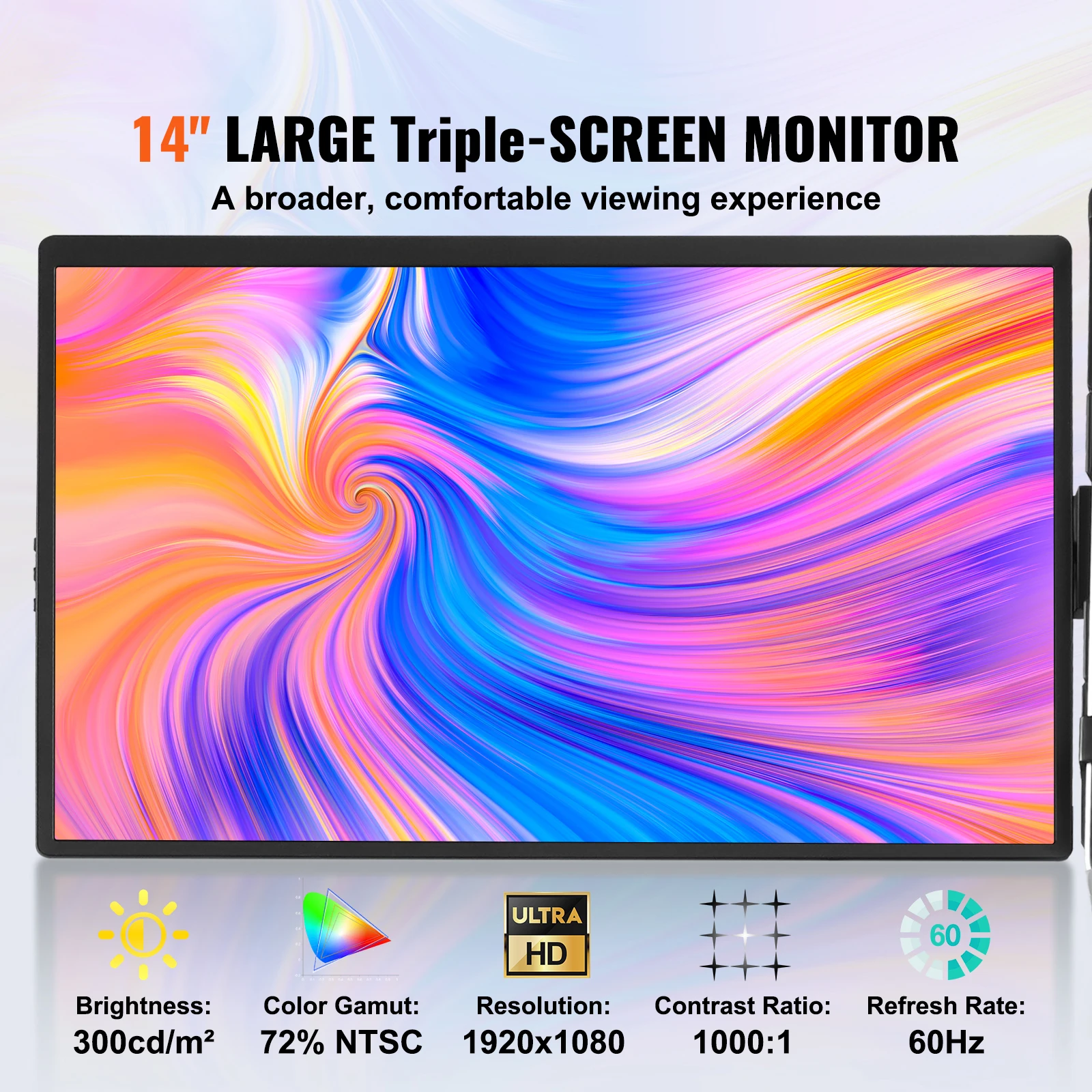 SucceBuy Monitor portátil giratorio extendido IPS de 18,5 pulgadas, 1080P, para USB-C/USB-A/Mini puerto HDMI con Mac/Wins/Android/Switch/PS5 - Imagen 3