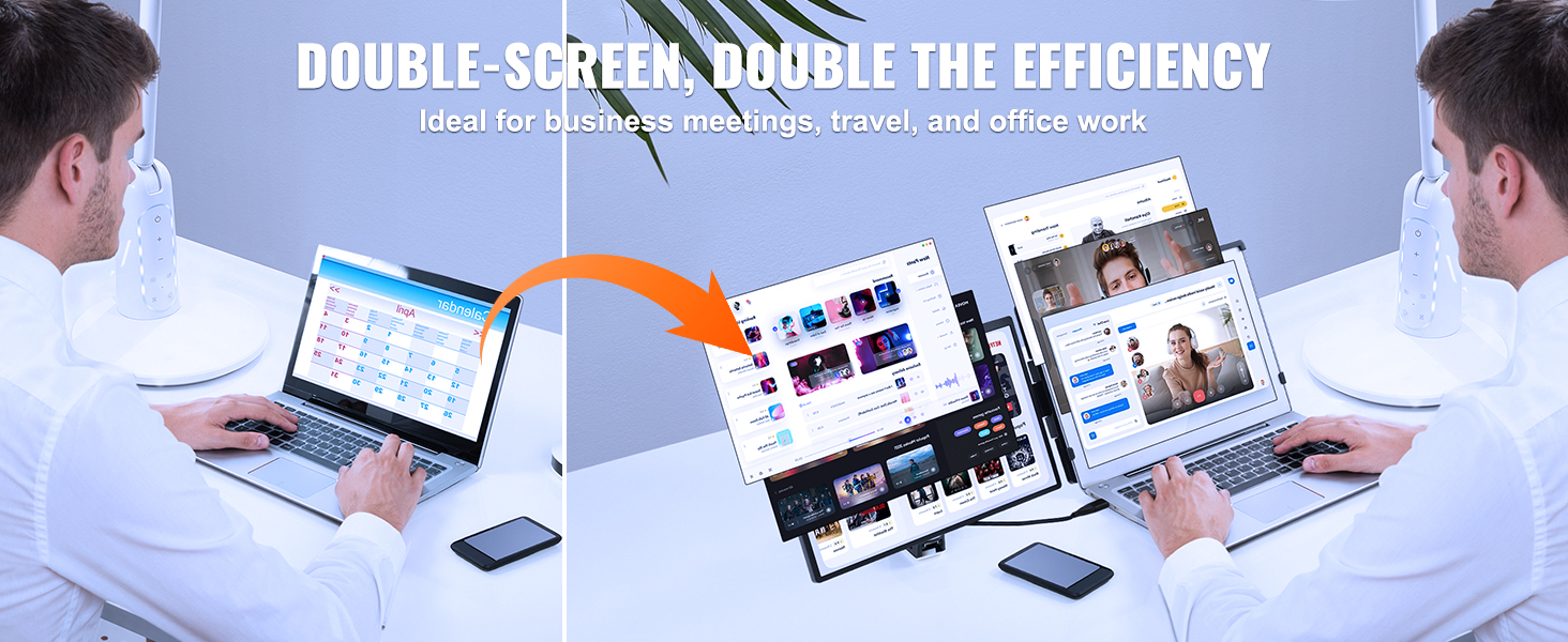 SucceBuy Monitor portátil giratorio extendido IPS de 18,5 pulgadas, 1080P, para USB-C/USB-A/Mini puerto HDMI con Mac/Wins/Android/Switch/PS5
