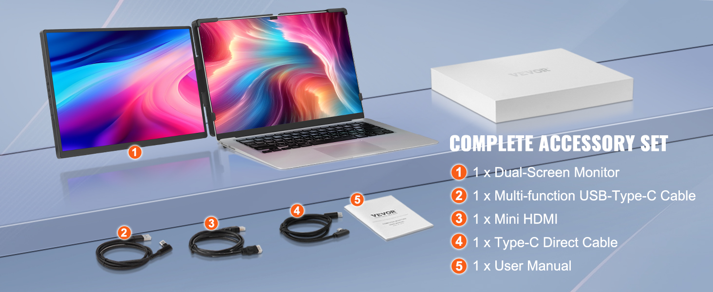 SucceBuy Monitor portátil giratorio extendido IPS de 18,5 pulgadas, 1080P, para USB-C/USB-A/Mini puerto HDMI con Mac/Wins/Android/Switch/PS5