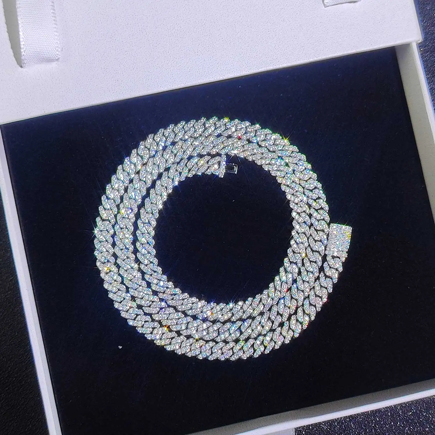 Envío Directo, cadena cubana de circonia cúbica helada de 6/8/14mm de ancho, 1-2 filas, collar de eslabones cubanos de Miami para rapero, joyería de Hip Hop Envío Directo, cadena cubana de circonia cúbica helada de 6/8/14mm de ancho, 1-2 filas, collar de eslabones cubanos de Miami para rapero, joyería de Hip Hop