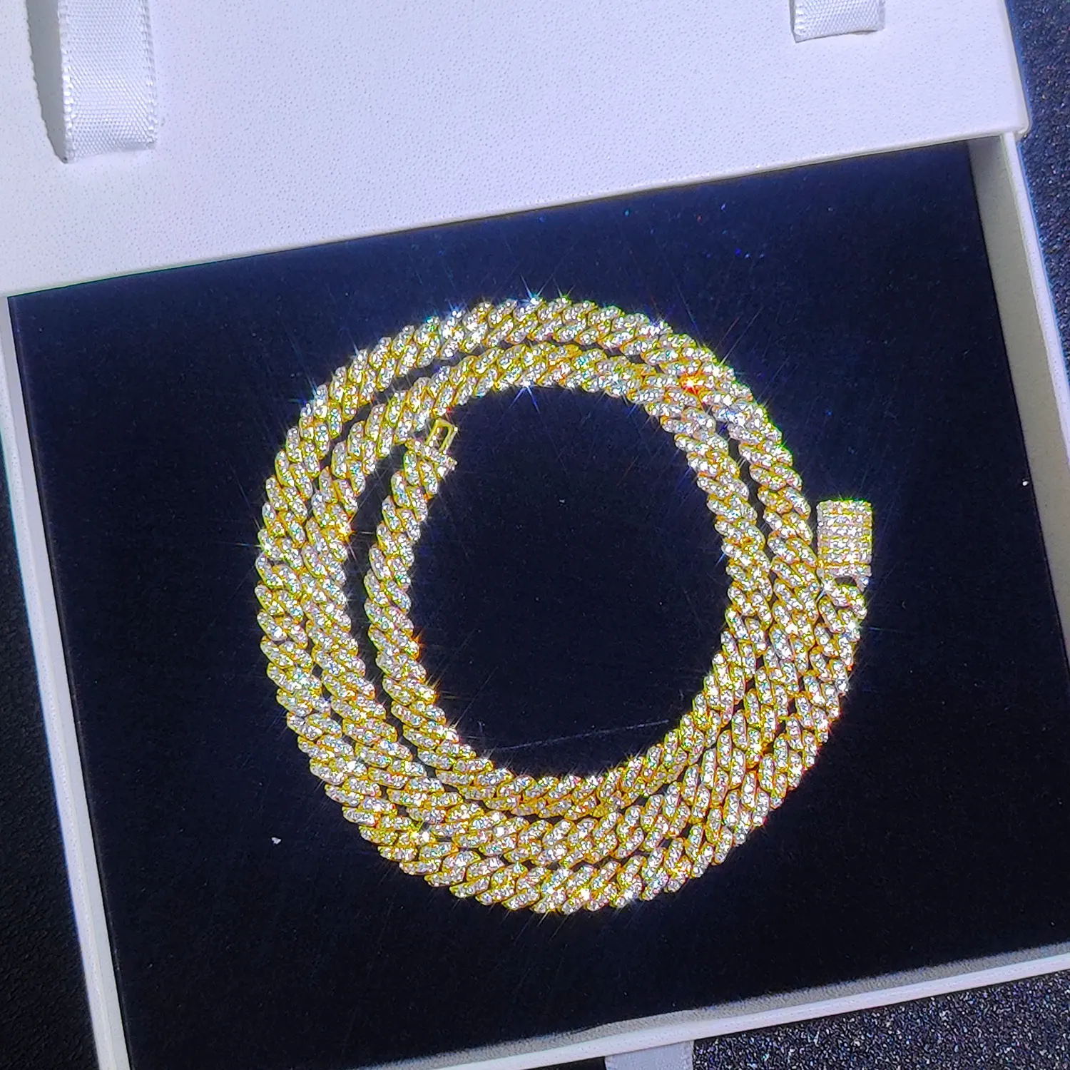 Envío Directo, cadena cubana de circonia cúbica helada de 6/8/14mm de ancho, 1-2 filas, collar de eslabones cubanos de Miami para rapero, joyería de Hip Hop Envío Directo, cadena cubana de circonia cúbica helada de 6/8/14mm de ancho, 1-2 filas, collar de eslabones cubanos de Miami para rapero, joyería de Hip Hop