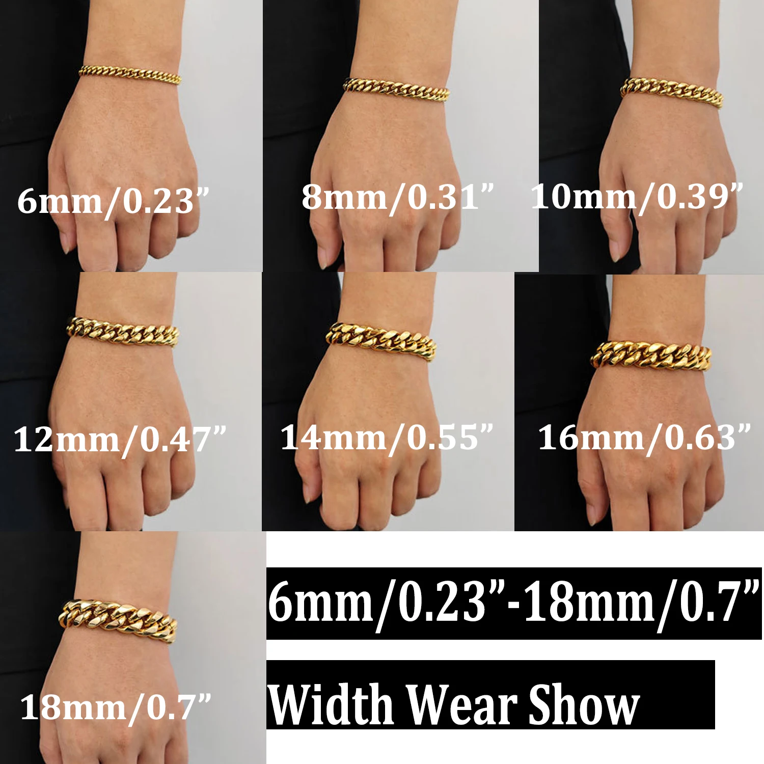 Collar de Hip Hop de 12/14mm, pulsera de cadena de eslabones cubanos de acero inoxidable 316L chapada en oro de 18K, joyería para joyería de moda unisex Collar de Hip Hop de 12/14mm, pulsera de cadena de eslabones cubanos de acero inoxidable 316L chapada en oro de 18K, joyería para joyería de moda unisex