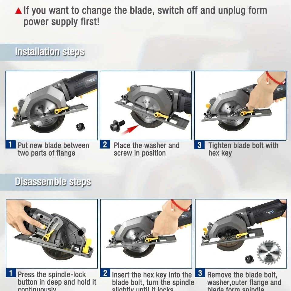 Minisierra Circular eléctrica con láser, herramienta multifunción para cortar madera, tubo de PVC, azulejos, bricolaje, 600W/705W
