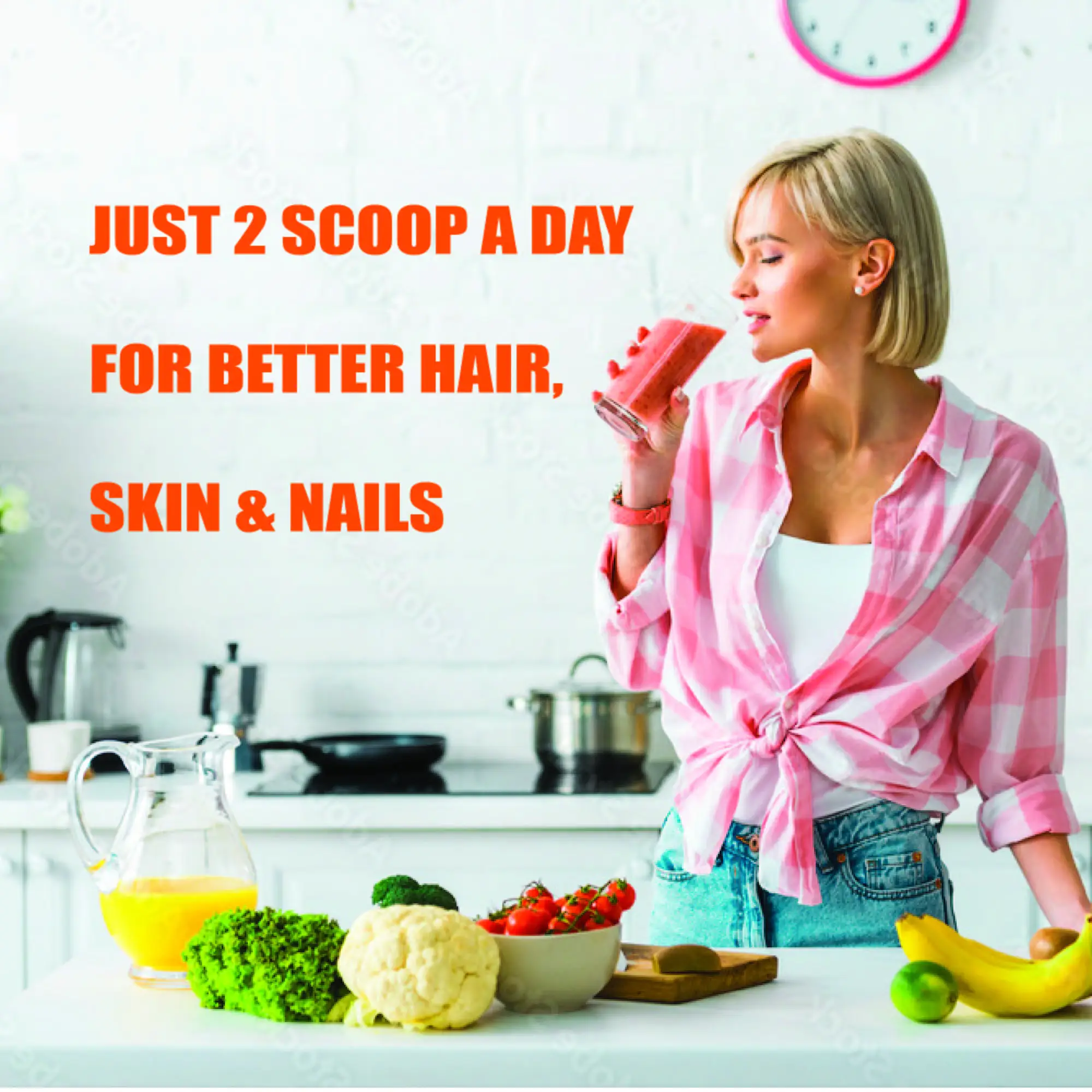 Nature4U polvo de péptidos de colágeno múltiple con biotina, ácido hialurónico, vitamina C para un cabello saludable, piel, uñas, articulación, 1.1LB - Imagen 5