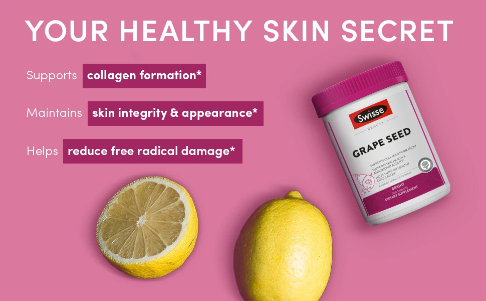 Swisse Extracto de semilla de uva, suplemento antioxidante con vitamina C, apoya la salud de la piel y colágeno, 300 tabletas Swisse Extracto de semilla de uva, suplemento antioxidante con vitamina C, apoya la salud de la piel y colágeno, 300 tabletas