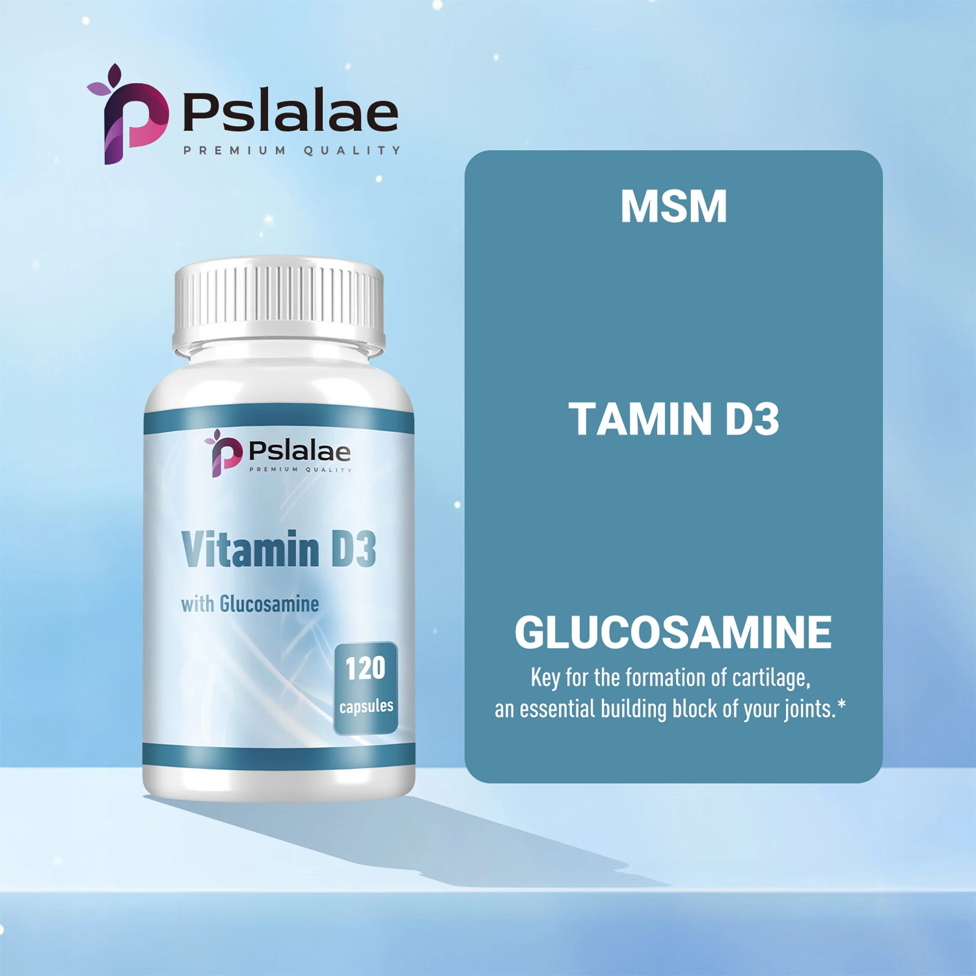 MSM + vitamina D3 con glucosamina-cuidado de las articulaciones, soporte para cartílago, huesos fuertes, salud inmunológica-120 cápsulas - Imagen 3