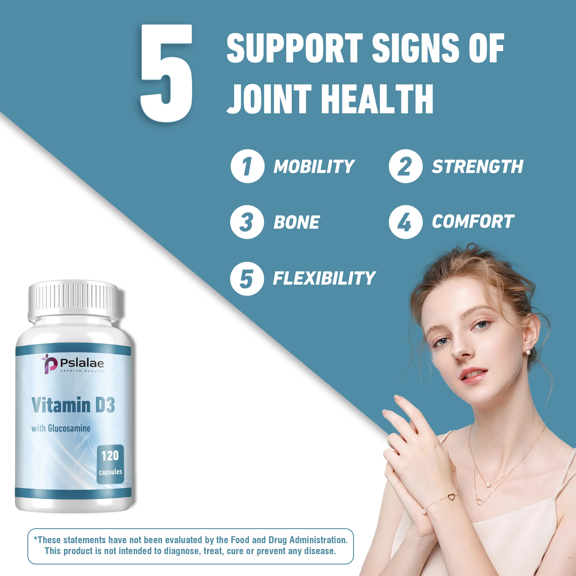 MSM + vitamina D3 con glucosamina-cuidado de las articulaciones, soporte para cartílago, huesos fuertes, salud inmunológica-120 cápsulas - Imagen 4