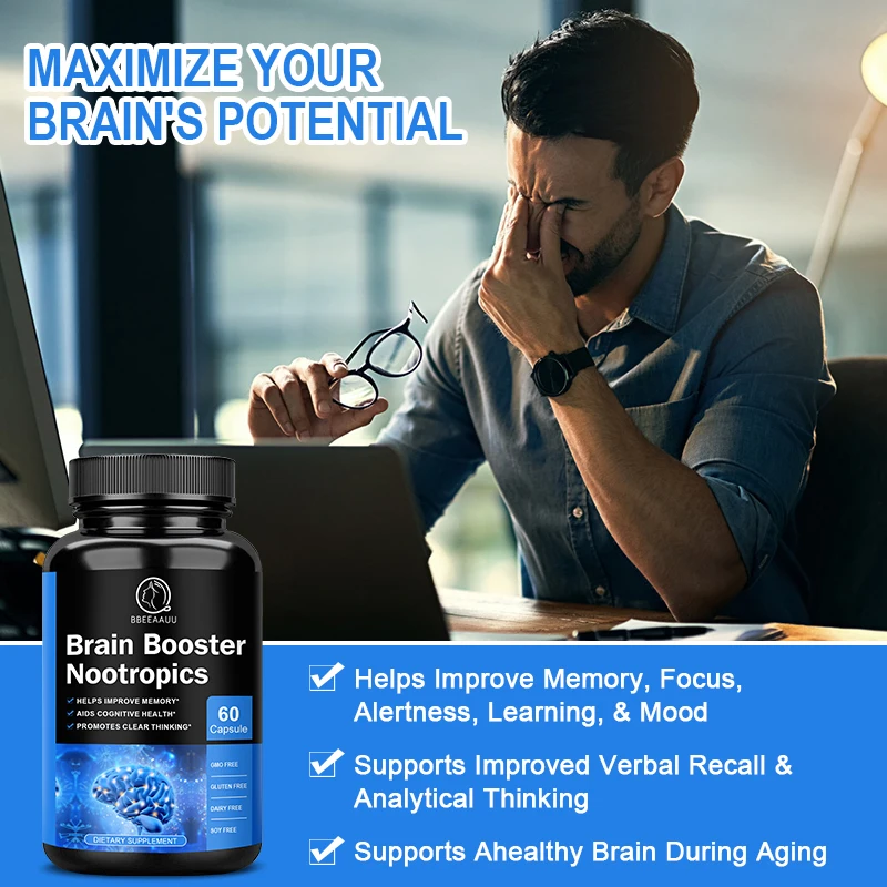 BBEEAAUU-cápsula de 100mg de fosfatidilserina para la memoria y el enfoque, suplemento nootrópico para la salud del cerebro inteligente BBEEAAUU-cápsula de 100mg de fosfatidilserina para la memoria y el enfoque, suplemento nootrópico para la salud del cerebro inteligente