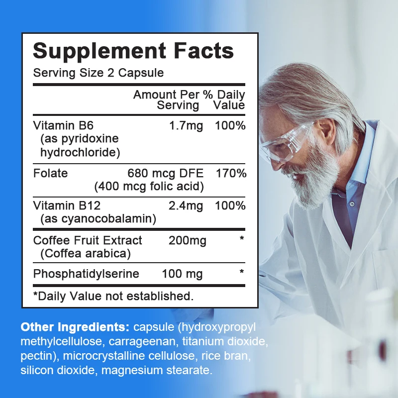 BBEEAAUU-cápsula de 100mg de fosfatidilserina para la memoria y el enfoque, suplemento nootrópico para la salud del cerebro inteligente - Imagen 2