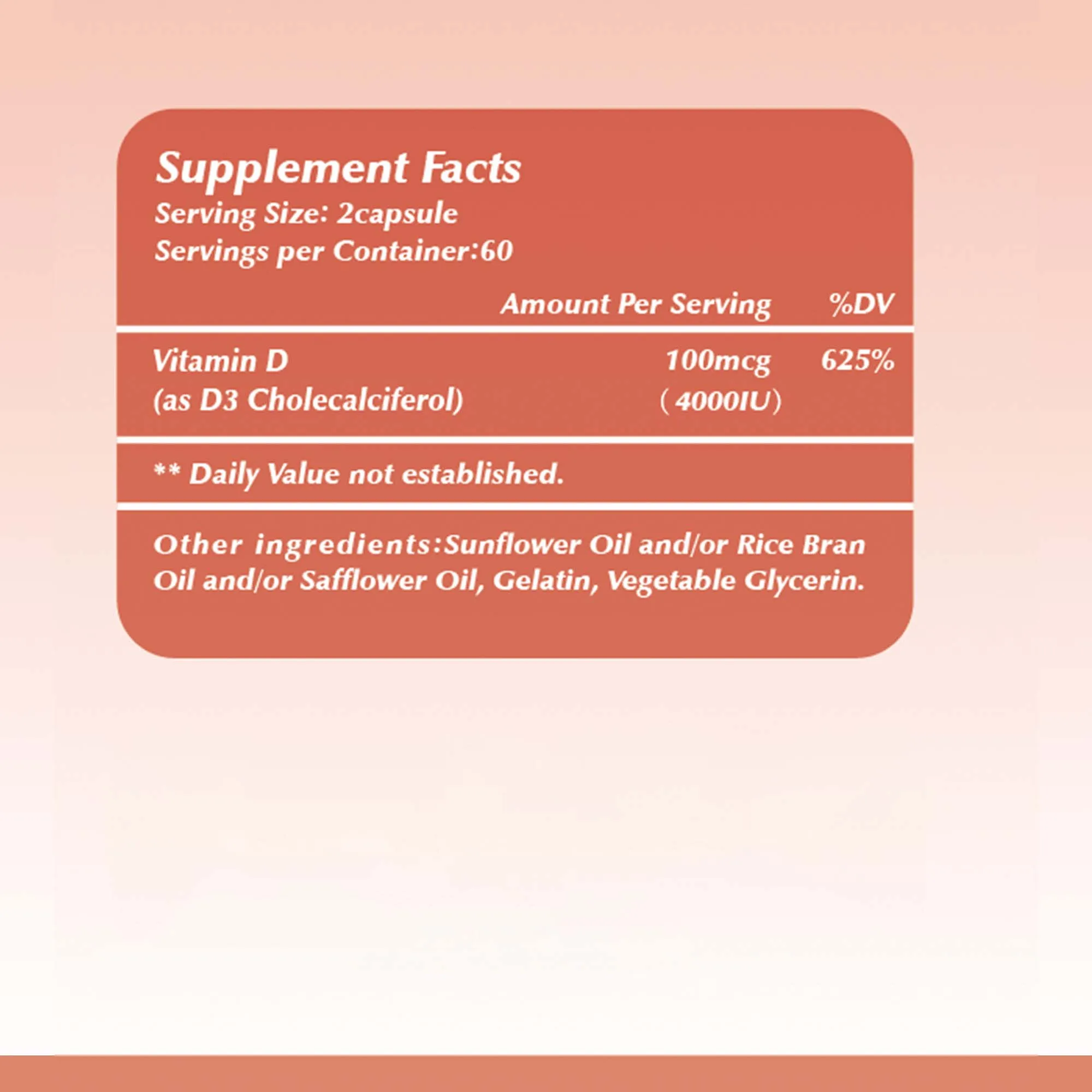Vitamina D3-Promueve huesos y dientes fuertes, inmunidad, función muscular saludable-120 cápsulas
