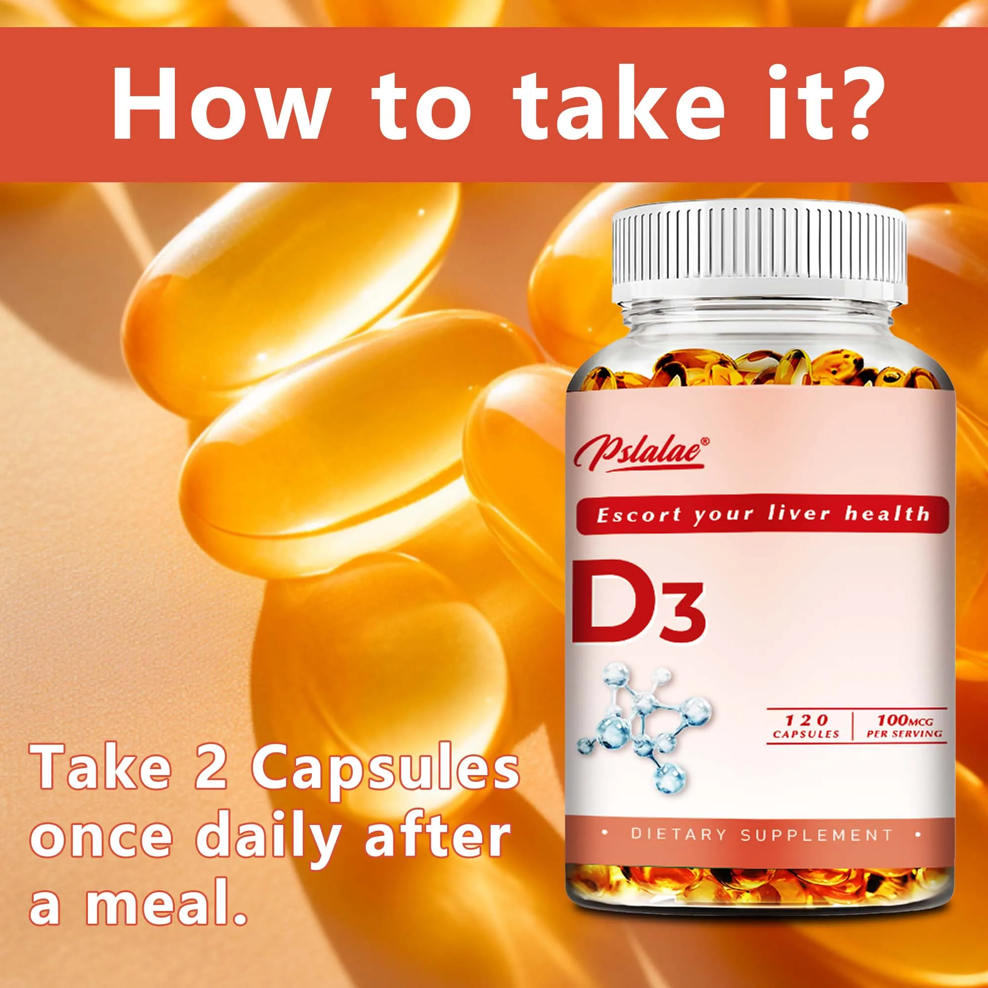 Vitamina D3-Promueve huesos y dientes fuertes, inmunidad, función muscular saludable-120 cápsulas