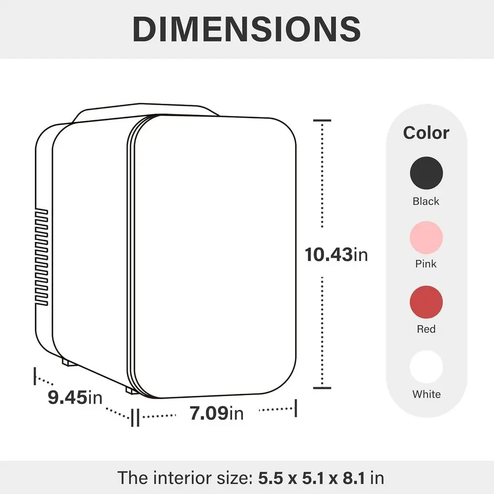4L Mini Fridge 6 Can Portable Cooler & Warmer Compact Refrigerators for Food, Drinks, SkinCare, Office Desk, Pink
