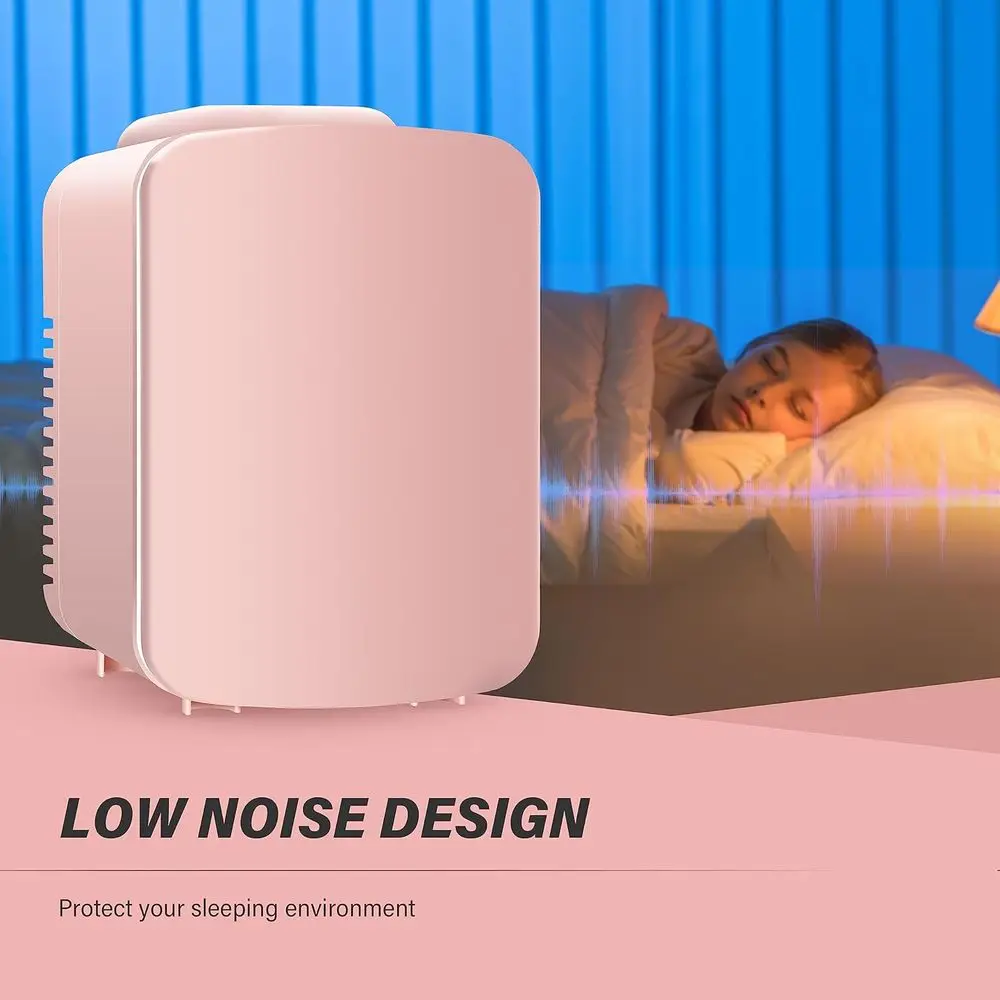 4L Mini Fridge 6 Can Portable Cooler & Warmer Compact Refrigerators for Food, Drinks, SkinCare, Office Desk, Pink