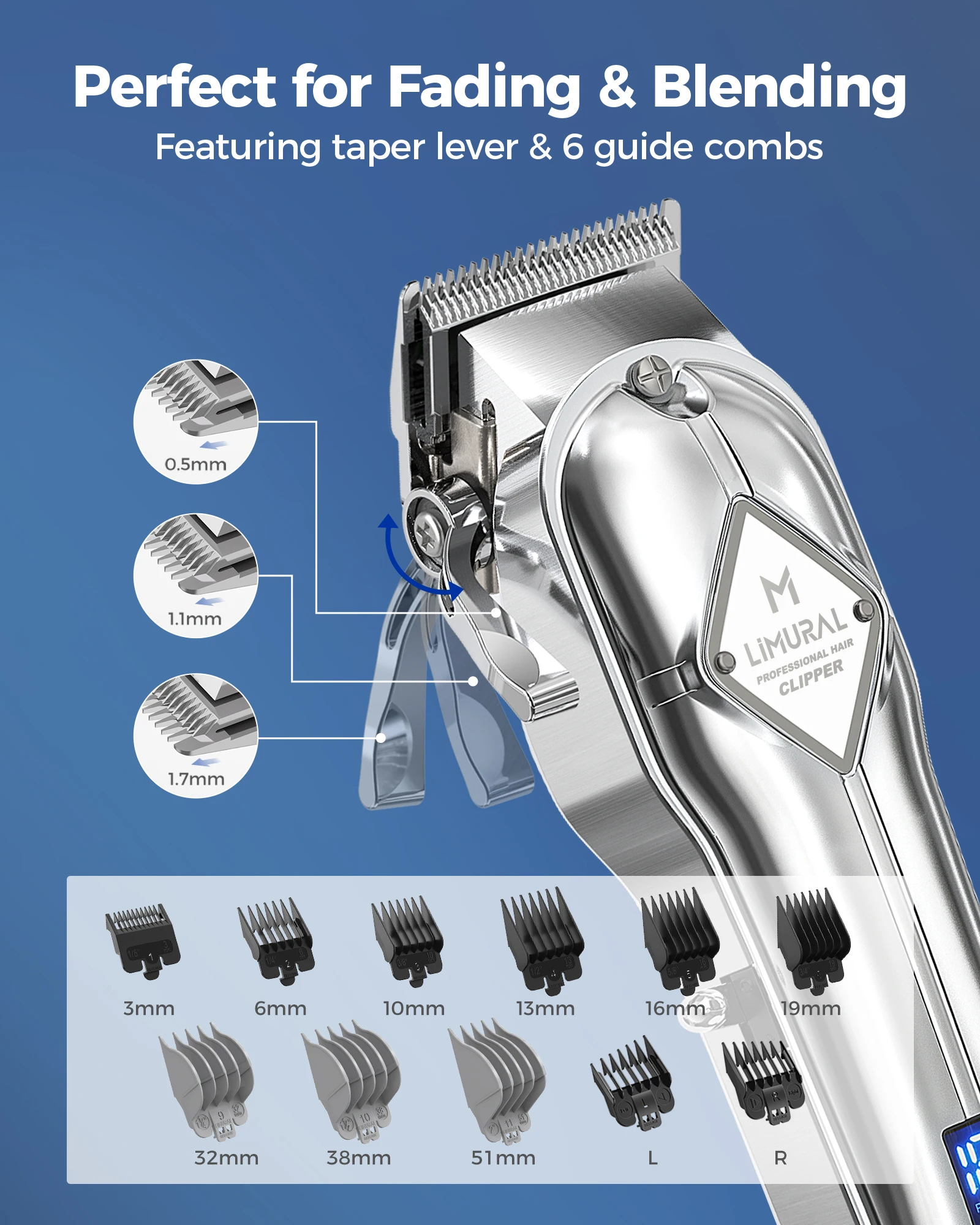 N Top Limural Hair Clippers Professional Cordless Clippers Hair Cutting Beard Trimmer Barbers Grooming Kit Rechargeable for Men