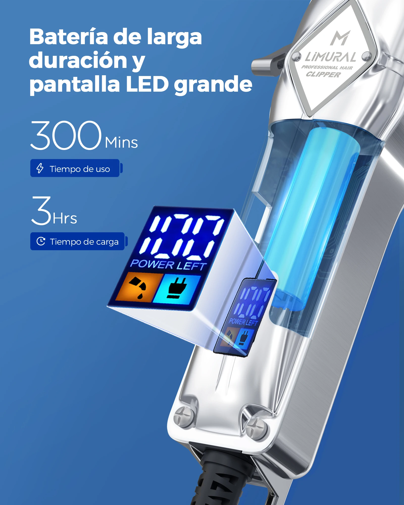 N Top Limural Hair Clippers Professional Cordless Clippers Hair Cutting Beard Trimmer Barbers Grooming Kit Rechargeable for Men