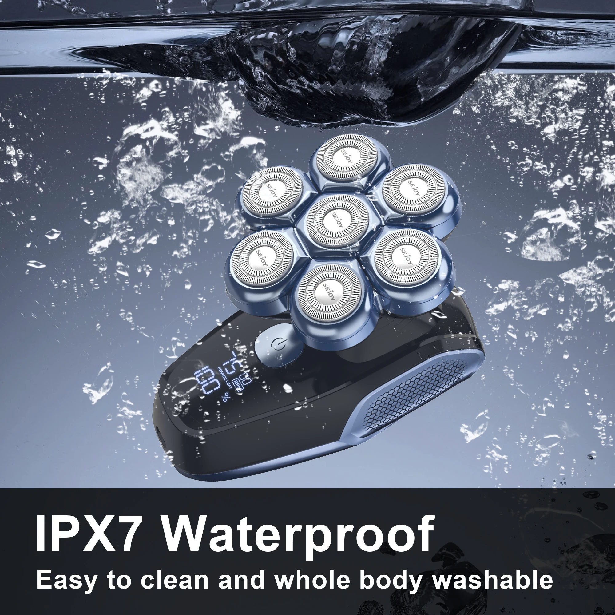 Sejoy 6-in-1 7D Head Shavers for Bald Men Electric Razor with Nose Hair Trimmer Waterproof Multifunctional Men Grooming Kit