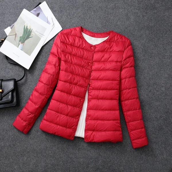 Abrigo ligero de plumón de pato para mujer de talla grande, tejido mate ligero, cálido y cortavientos, parka femenina y chaqueta de plumas para mujer.