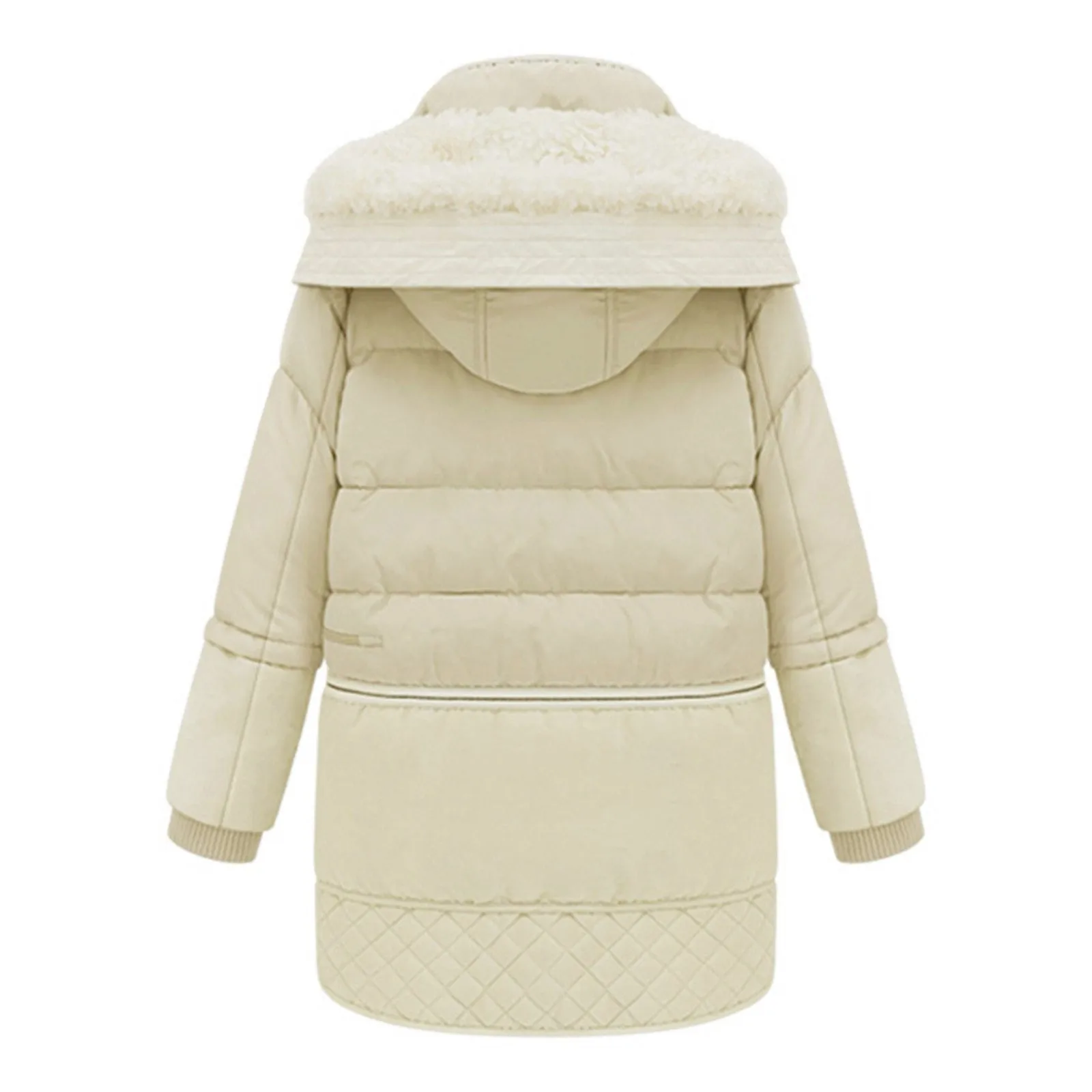Women Winter Thick Down Jacket Mid Length Korean Winter Lamb Wool Coat Turtleneck Hooded Cotton-Padded Jacket Woman Coats