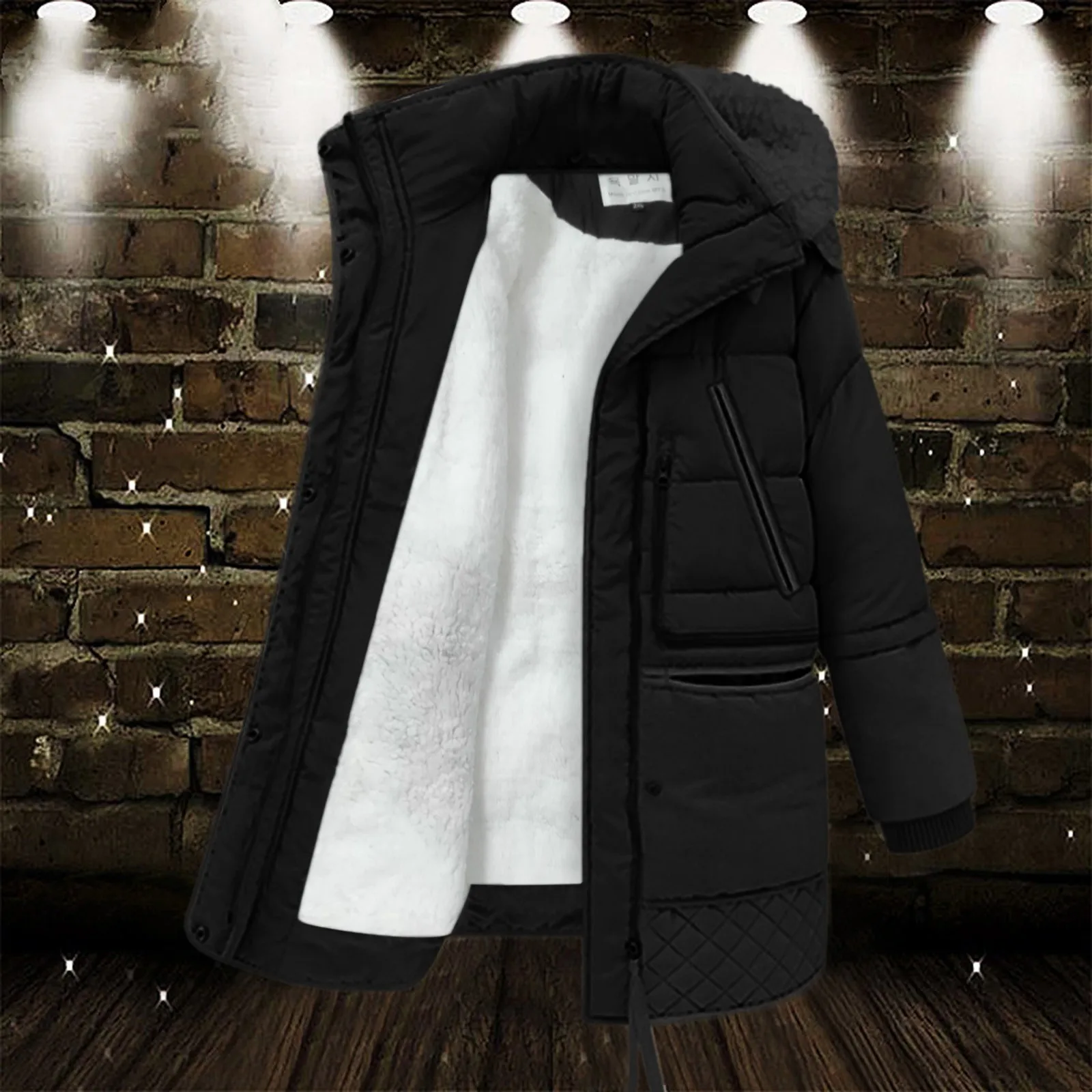 Women Winter Thick Down Jacket Mid Length Korean Winter Lamb Wool Coat Turtleneck Hooded Cotton-Padded Jacket Woman Coats
