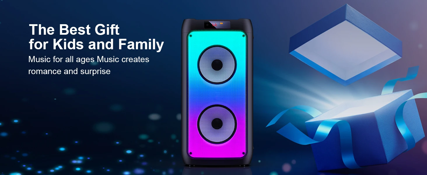 T10-T Wireless Bluetooth Speaker, Karaoke Machine with 2 Microphone, Home Karaoke Party Speaker with LED Light