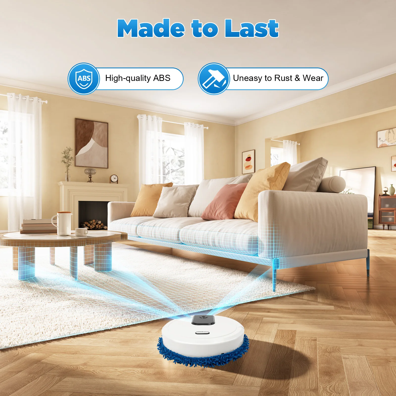 Auto Smart Robotic Mopping Machine Wet Dry Dual Use 10000RPM 60min Floor Cleaner with Spray Humidifying ABS Home Kitchen Tile
