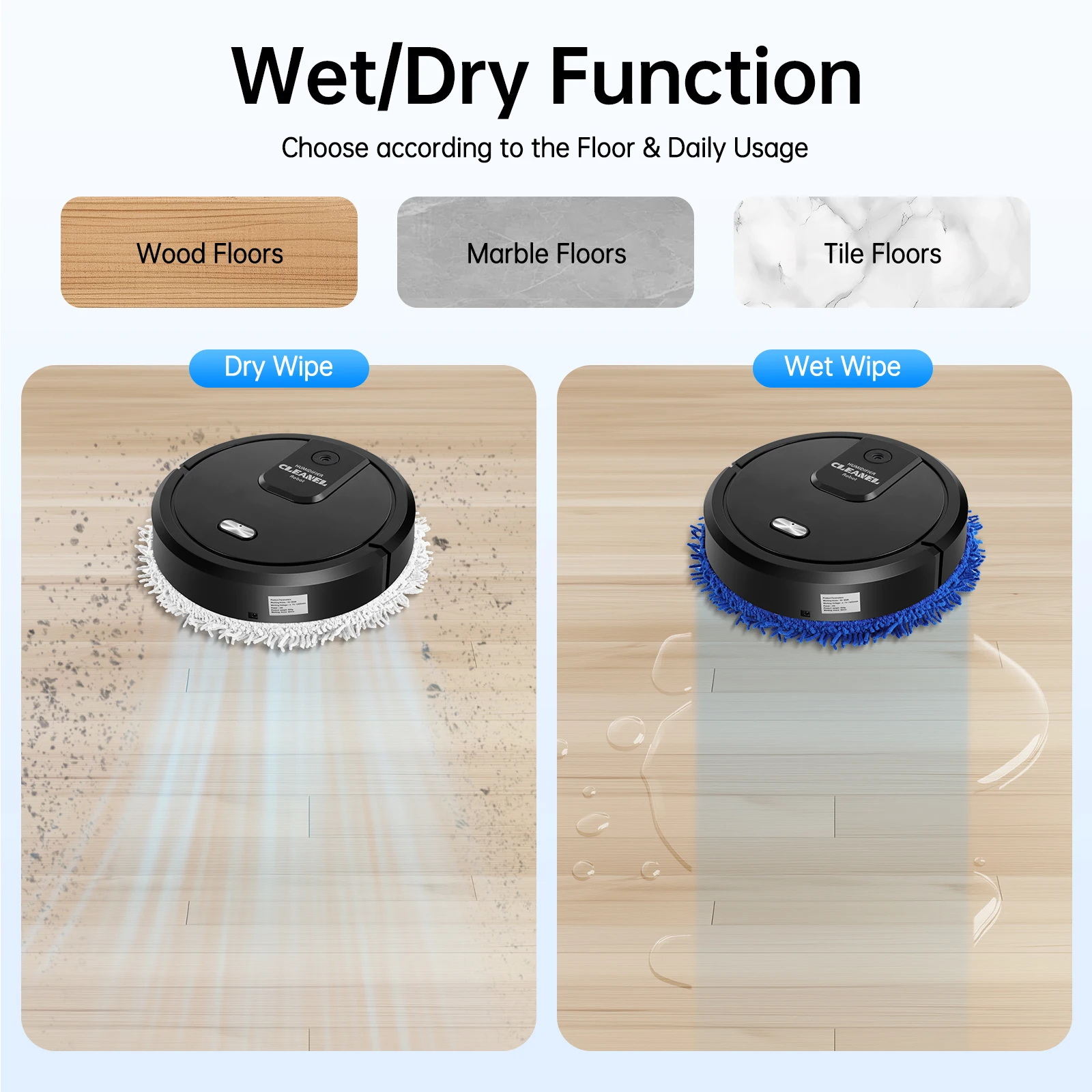 Auto Smart Robotic Mopping Machine Wet Dry Dual Use 10000RPM 60min Floor Cleaner with Spray Humidifying ABS Home Kitchen Tile