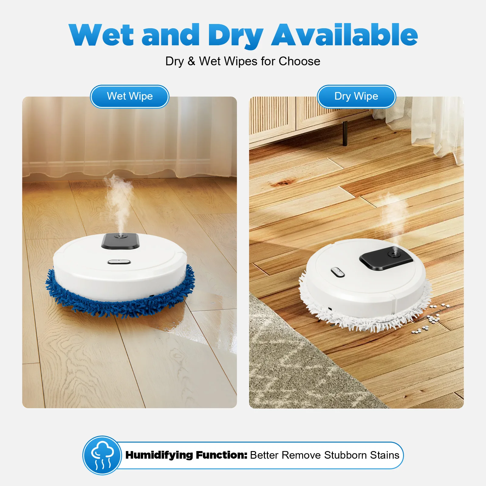 Auto Smart Robotic Mopping Machine Wet Dry Dual Use 10000RPM 60min Floor Cleaner with Spray Humidifying ABS Home Kitchen Tile