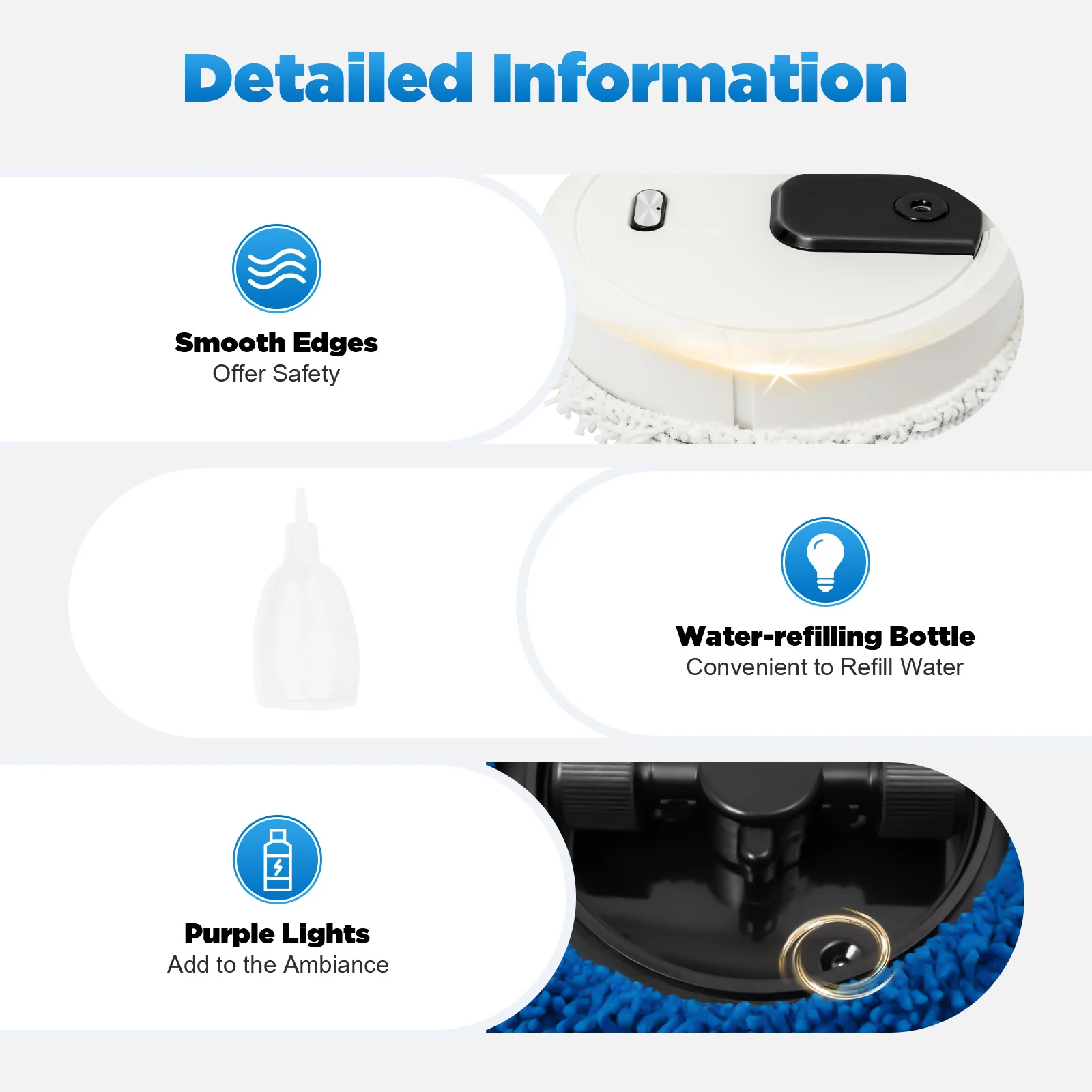 Auto Smart Robotic Mopping Machine Wet Dry Dual Use 10000RPM 60min Floor Cleaner with Spray Humidifying ABS Home Kitchen Tile