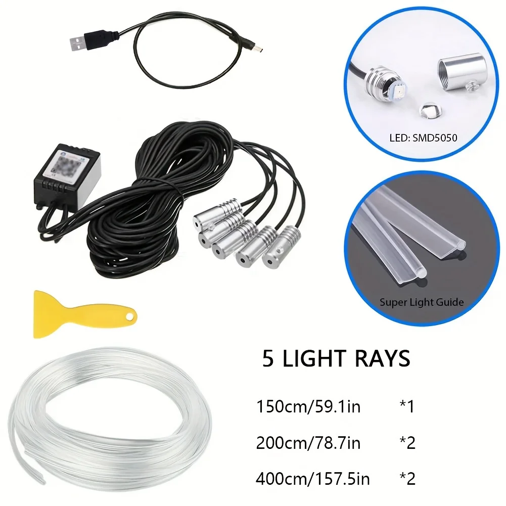 Car Led Strip Lights,Interior Lights,RGB 5 In 1 Ambient Lighting Kit,Led Light Bar for Car with Music Sync Function