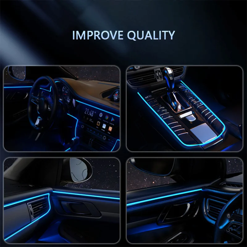 Car Led Strip Lights,Interior Lights,RGB 5 In 1 Ambient Lighting Kit,Led Light Bar for Car with Music Sync Function