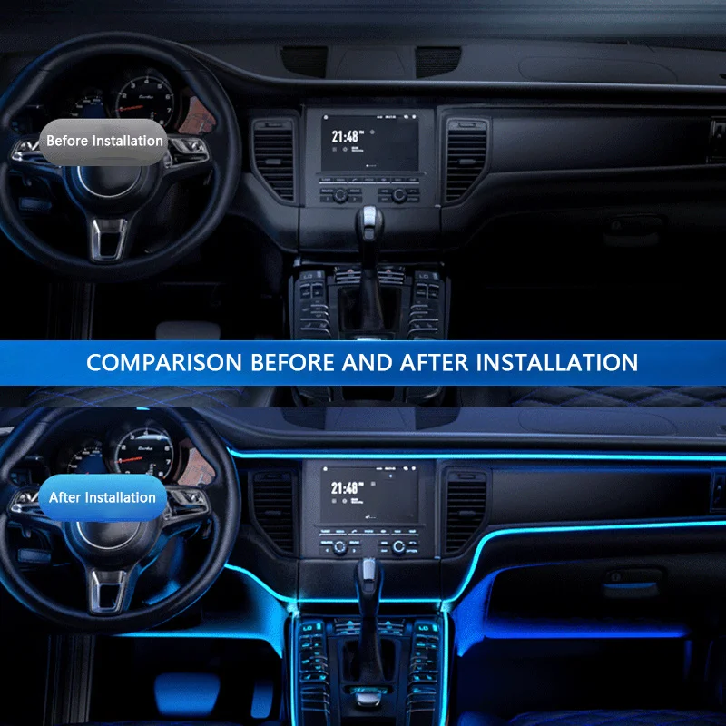 Car Led Strip Lights,Interior Lights,RGB 5 In 1 Ambient Lighting Kit,Led Light Bar for Car with Music Sync Function