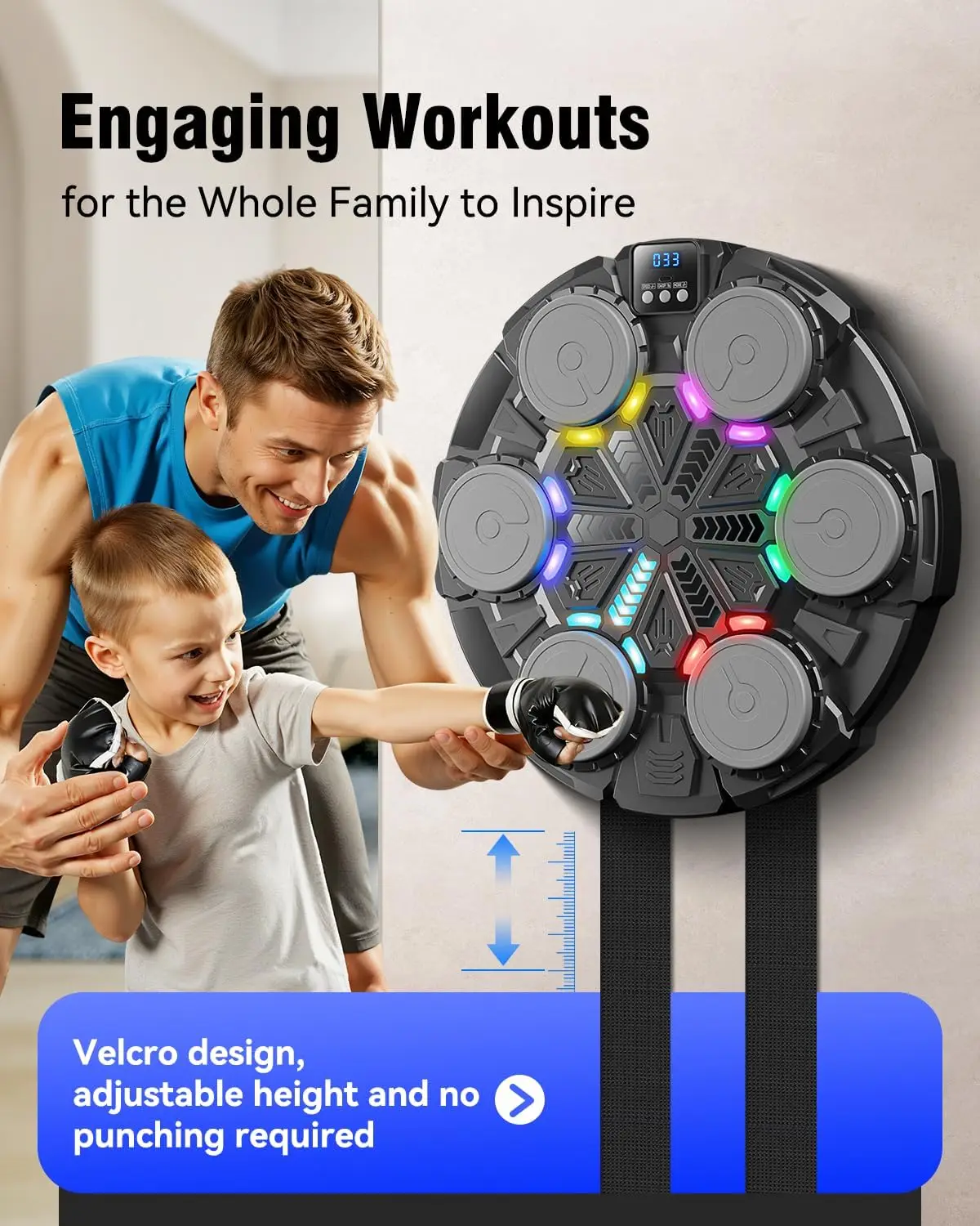 Upgraded Music Punching Machine for Kids and Adults, Wall Boxing Punching Pad with Bluetooth & Rhythm Lights, 3 Speed Modes