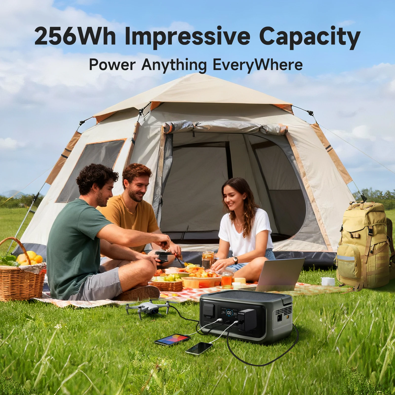 ALLPOWERS VOLIX P300 Solar Generator 256Wh Portable Power Station & SE100 100W Monocrystalline Solar Panel for Camping RV home