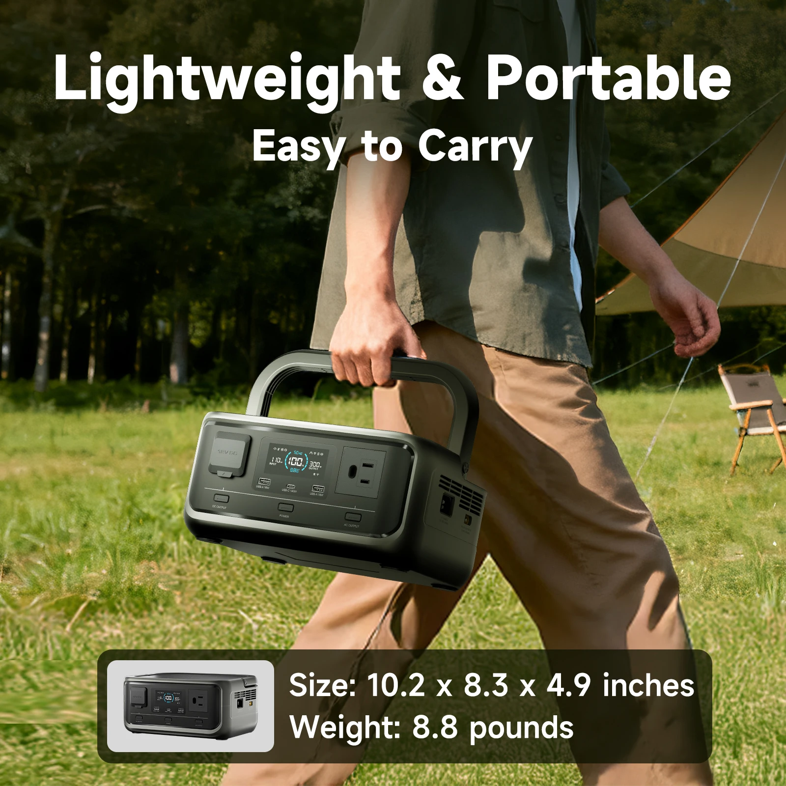 ALLPOWERS VOLIX P300 Solar Generator 256Wh Portable Power Station & SE100 100W Monocrystalline Solar Panel for Camping RV home