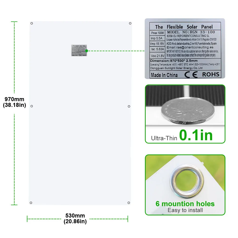 12V Flexible Solar Panel Kit 100W 200W Monocrystalline Waterproof with Controller for RV Camping Outdoor
