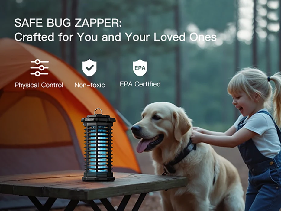 Bug Zapper Outdoor 4000V Powerful Electric Mosquito Zapper 15w Fly Trap Outdoor, IPX4 Fly Zapper for Indoor Yard Backyard Patio