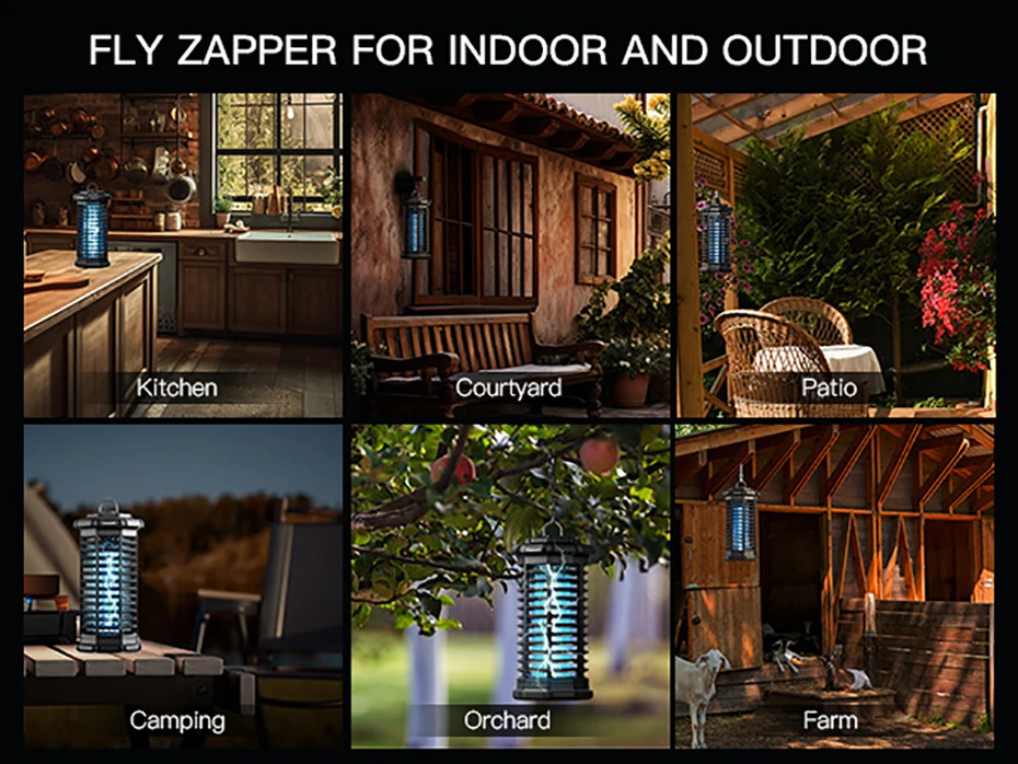 Bug Zapper Outdoor 4000V Powerful Electric Mosquito Zapper 15w Fly Trap Outdoor, IPX4 Fly Zapper for Indoor Yard Backyard Patio