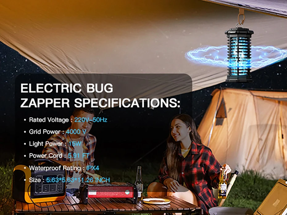 Bug Zapper Outdoor 4000V Powerful Electric Mosquito Zapper 15w Fly Trap Outdoor, IPX4 Fly Zapper for Indoor Yard Backyard Patio